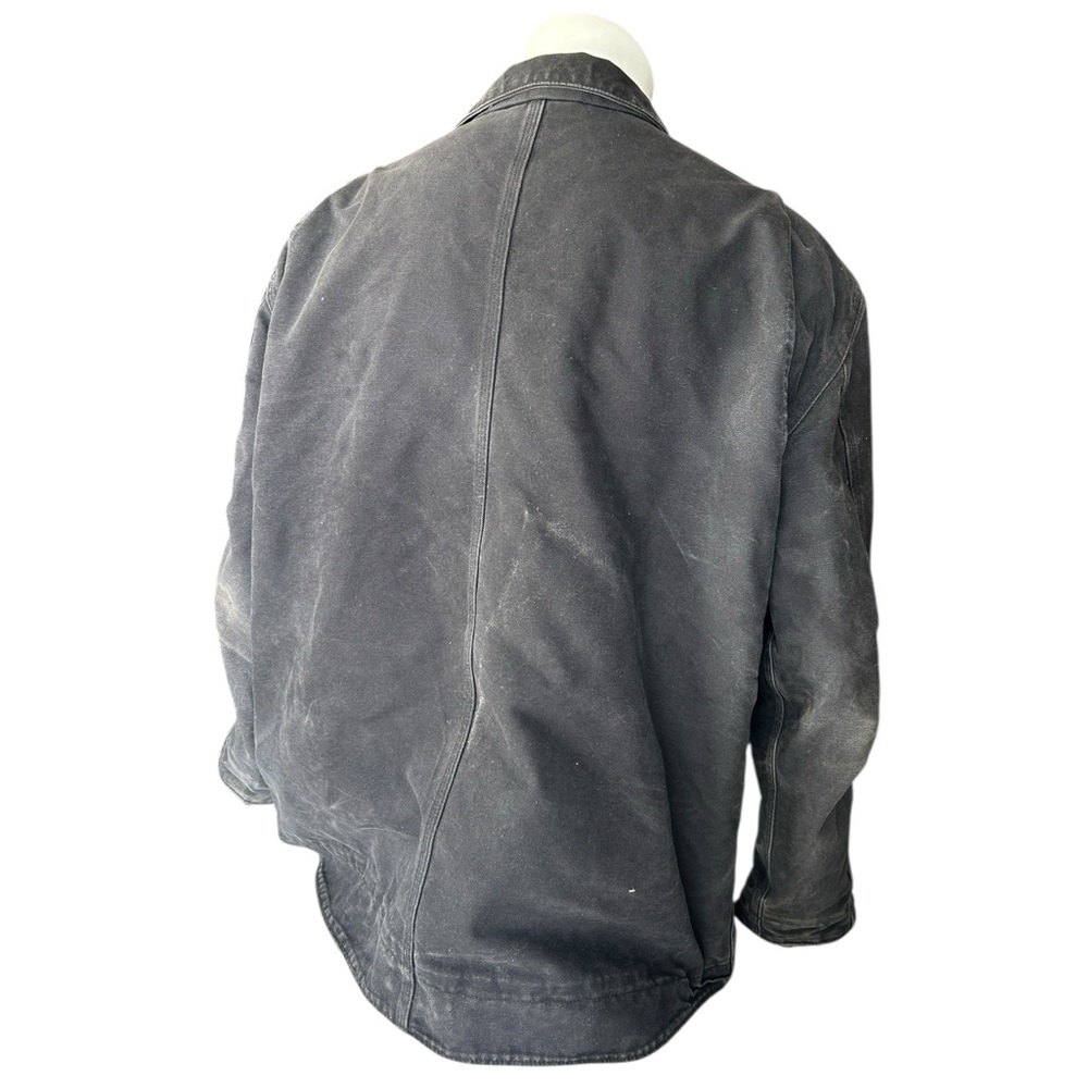 Vintage Carhartt Men’s Black Sherpa Lined Canvas Work Jacket Sz XL - Chore Coat - Picture 3 of 15